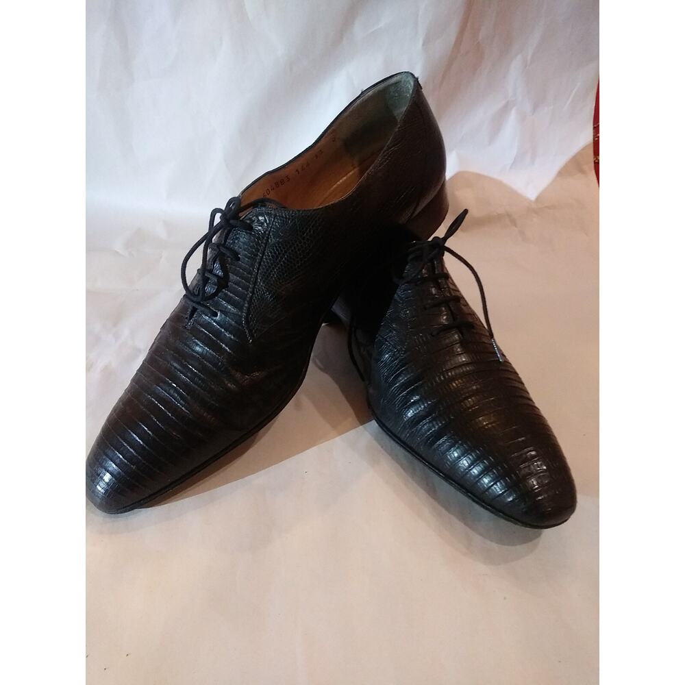 Mens Mauri black lizard skin dress shoes made in Italy 13 M